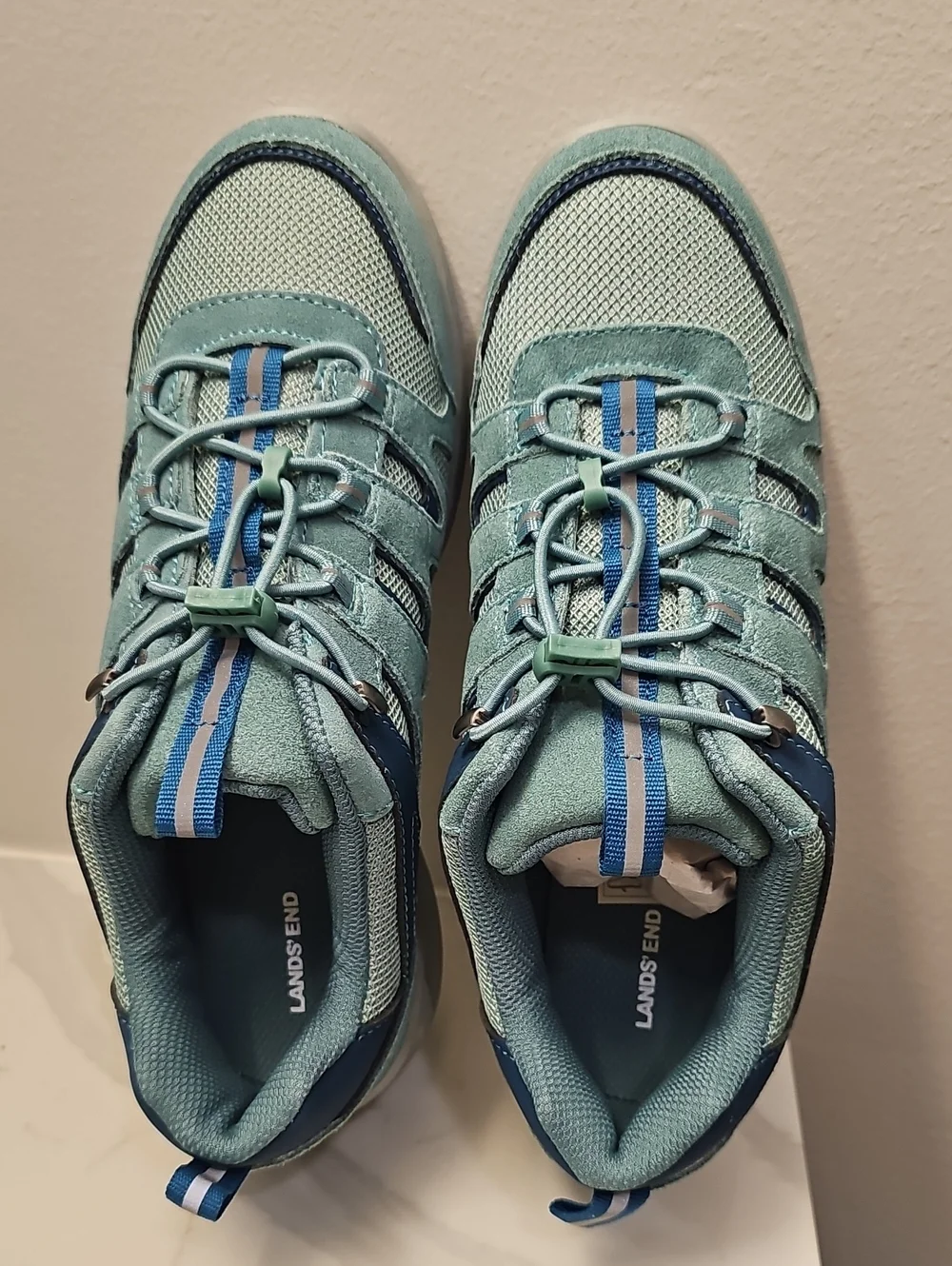 Lands' End Bungee Leather Trail Trekker Sneakers. NWT In Original Packaging.